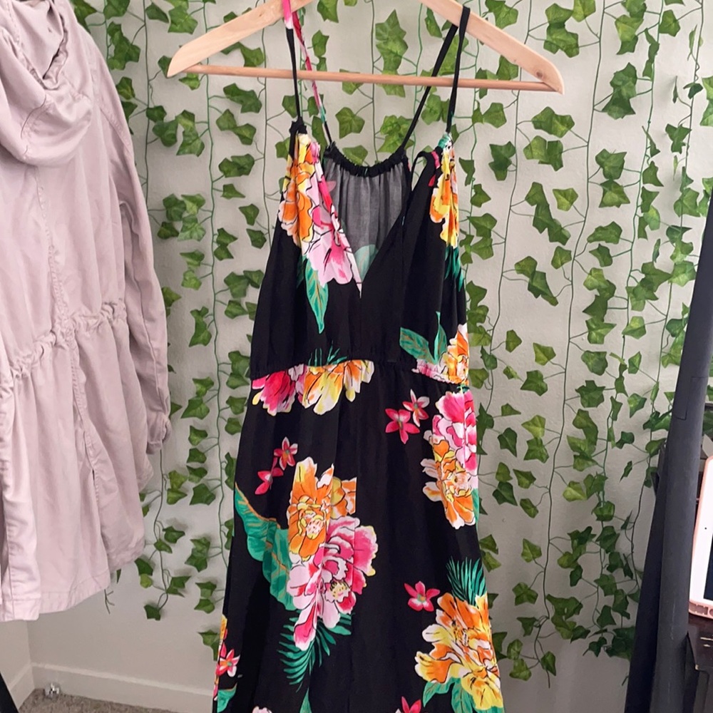 Black and floral maxi dress